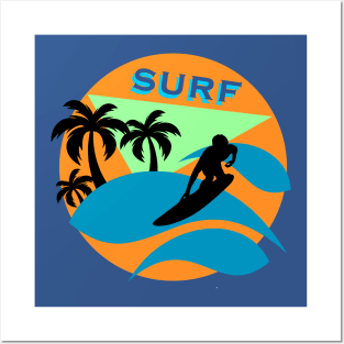 surfing on the sea Posters and Art